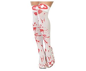ATOSA medias blancas altas de enfermera con manchas de sangre