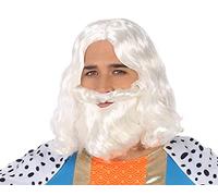 ATOSA peluca blanca cabello ondulado con barba