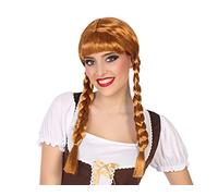 ATOSA peluca castaña trenzas largas con flequillo