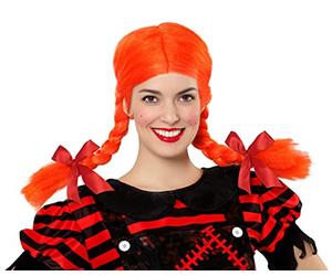 ATOSA peluca naranja con coletas y trenzas