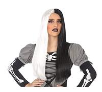 ATOSA peluca vampiresa blanco y negro larga lisa morena