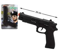ATOSA pistola negra de juguete 25 cm con detalle naranja para disfraz militar