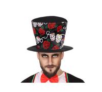ATOSA sombrero de copa negro con rosas y calaveras para hombre adulto