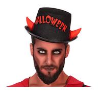 ATOSA sombrero negro con cuernos rojos y letras halloween para demonio