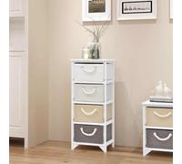 Atosonza Armario auxiliar de madera con 4 cajones de almacenamiento para salón, dormitorio, pasillo, estilo rústico, con cerradura, versátil, 86 cm de alto, ideal para ropa, archivos, herramientas y