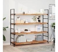 Atosonza Estantería de pared de madera, juego de 4 unidades, 160 x 40 x 4 cm, acacia tratada al aceite, vintage, industrial, para salón, dormitorio, cocina, baño, pasillo, oficina, espacio de