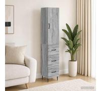 Atosonza Juego de 2 armarios Sonoma gris 33 x 34,5 x 90 cm, material de madera, armario multiusos con cajones, puertas y estantes para salón, dormitorio, oficina y pasillo