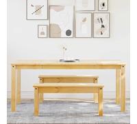 Atosonza Juego de comedor Panamá con madera de pino maciza, 180 x 90 cm, mesa de comedor, 2 bancos, muebles rústicos de madera para comedor, cocina, mantel individual extensible que ahorra espacio