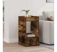 Atosonza Mesa auxiliar de madera de roble ahumado de 30 x 30 x 56 cm con amplio estante para salón, dormitorio, pasillo y balcón, duradera, diseño moderno, fácil mantenimiento