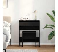 Atosonza Tocador 2 piezas negro roble 60 x 40 x 75 cm con espacio de almacenamiento, espejo, cajón, organizador, iluminación, ideal para dormitorio, vestidor, niña, habitación juvenil