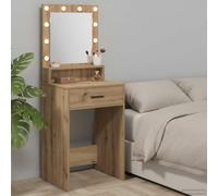 Atosonza Tocador de madera de roble Artisan, 50 x 41 x 135 cm, con iluminación LED, espacio de almacenamiento, espejo, práctico estante, ideal para dormitorio, vestidor, niña, adolescente o baño