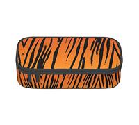 ATOurDealss Estuche para lápices de baloncesto naranja de gran capacidad, bolsa de almacenamiento grande para bolígrafos, duradera, 3 compartimentos, Rayas Ti-ger, Talla única, Estuche para lápices