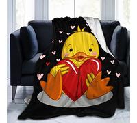 ATOurDealss Manta decorativa de forro polar con diseño de pato con corazón, ultrasuave, cálida, para todas las estaciones, para cama, silla, coche, sofá, dormitorio, 80 x 60 pulgadas