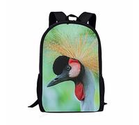 ATOurDealss Mochila escolar para niños con estampado de coronas grises, bolsa de poliéster duradera, Grúa de corona gris-b, Talla única, Estuche para lápices