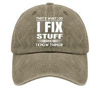 ATOurDealss That's Whats I Do I Fix Stuff and I Know Things Gorras de béisbol para hombre, gorra de mezclilla lavada ajustable con correa trasera, Pigmento caqui, Talla única