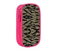 ATOurDealss Ti-ger - Estuche para lápices de camuflaje a rayas de gran capacidad, bolsa de almacenamiento grande para bolígrafos, duradera, 3 compartimentos, tamaño único, organizador de bolsas, Pink,