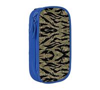 ATOurDealss Ti-ger - Estuche para lápices de camuflaje a rayas de gran capacidad, bolsa de almacenamiento grande para bolígrafos, duradera, 3 compartimentos, tamaño único, organizador de bolsas, Blue,