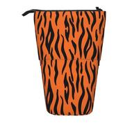 ATOurDealss Ti-ger - Estuche telescópico para lápices con estampado de rayas naranjas, bolsa de almacenamiento para artículos de papelería, estuche para adultos, caja de almacenamiento, Black, Talla