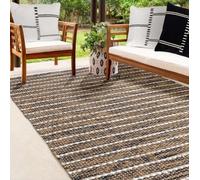 Atout Ciel - Alfombra Rectangular de Yute y algodón, Efecto a Rayas, Color Negro, Beige Crudo, 120 x 170 cm