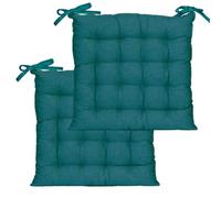 Atout Ciel - Juego de 2 Almohadillas de Silla cuadradas, Bicolor 40 x 40 cm, Azul Pato y Mostaza