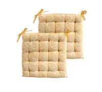 Atout Ciel - Juego de 2 Almohadillas de Silla cuadradas, Bicolor 40 x 40 cm, Color Amarillo Estampado/Liso