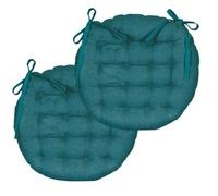 Atout Ciel - Juego de 2 Almohadillas de Silla Redondas, Bicolor (40 cm), Color Azul y Mostaza