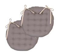 Atout Ciel - Juego de 2 Almohadillas de Silla Redondas, Bicolor (40 cm), Color Beige y Gris