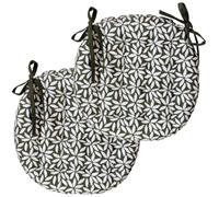 Atout Ciel - Juego de 2 Almohadillas de Silla Redondas, Bicolor (40 cm, Color Caqui Impreso/Liso