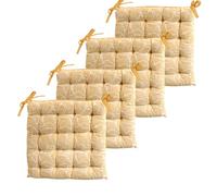 Atout Ciel - Juego de 4 Almohadillas de Silla cuadradas, Bicolor 40 x 40 cm, Amarillo Estampado/Liso