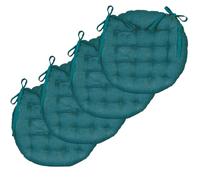 Atout Ciel - Juego de 4 Almohadillas de Silla Redondas, Bicolor (40 cm), Color Azul y Mostaza