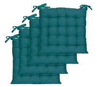Atout Ciel - Juego de 4 Almohadillas para Silla cuadradas, Bicolor 40 x 40 cm, Azul Pato y Mostaza