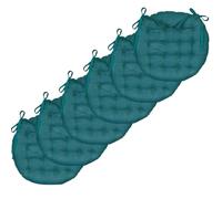 Atout Ciel - Juego de 6 Almohadillas de Silla Redondas, Bicolor (40 cm), Color Azul y Mostaza