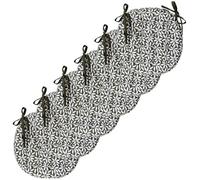 Atout Ciel - Juego de 6 Almohadillas de Silla Redondas, Bicolor (40 cm, Color Caqui Impreso/Liso