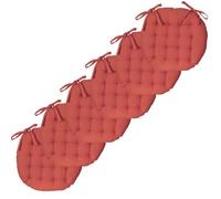 Atout Ciel - Juego de 6 Almohadillas de Silla Redondas, Bicolor de 40 cm, Terracota, Impreso, Liso
