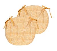 Atout Ciel Lote de 2 Cojines para Silla Redondos bicolores D.40cm, Amarillo Estampado/sólido