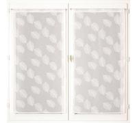 Atout Ciel - Par de visillos Impresos con Hojas, 50% poliéster Reciclado, con Pasador para Colocar (2 x 60 x 120 cm), Color Blanco