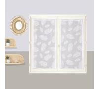 Atout Ciel - Par de visillos Impresos con Hojas, con Pasa-Tringle listos para Colocar, 2 x 60 x 90 cm, Color Blanco