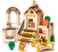Atoylink Juegos de Construcción para Niños, 167 Pcs Bloques de Piezas Construccions, Bloques de Construcción de Madera Natura, Juguetes Educativos Regalos para Niños Niñas 3 4 5 6 7 8 Años