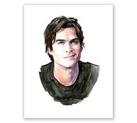 ATOZSTUDIO Póster A89 de Ian Somerhalder // Damon Salvatore Vampire Diaries Poster // Retrato de arte de pared // Decoración del hogar // Regalo (8 x 10)
