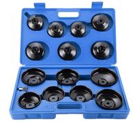 ATPEAM Juego de 15 Piezas Llave Filtro Aceite Coche, Herramienta de Extracción de Filtros de Aceite Universal con Adaptadores para Coches y Motos (Azul)