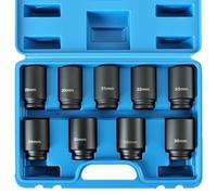 ATPEAM Juego de 9 Vasos de Impacto 1/2" para Ejes, Llaves de Impacto de Alta Resistencia, 29-38mm