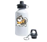 Atprints Cute Little Husky Dog Scarf Cartoon Graphic Frasco de Botella de Agua turístico