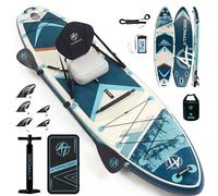 ATPROSS Tabla de Paddle Surf Hinchable con Asiento de Kayak y Accesorios, 366x92cm Sup Extra Ancha y Estable, Carga 240kg, Kayak Hinchable para 2 Personas, Ideal para Yoga, Pesca y Surf