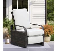 ATR ART TO REAL Sillas reclinables de jardín, Altura Ajustable, 3 Posiciones, Marco de Aluminio, Tumbona de ratán Tejida a Mano para Muebles de jardín (Mimbre para Cejas + cojín Beige)