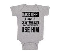 Atr s! Tengo un abuelo loco y no me da miedo usarlo! Mono de beb gracioso y mono de beb (gris claro, 12 meses)