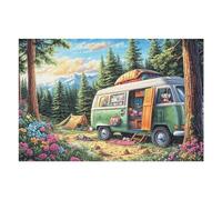 Atractivo Autocaravana Bosque de pinos Acampada Vida Relajada Rural Salvaje Puzzle 1000 Piezas para Adultos Divertido Estimulante Y Creativo Actividades Calmas 1000 PCS（75x50cm）