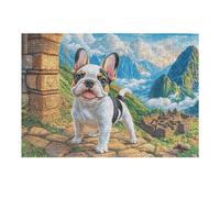 Atractivo Bulldog francés Montaña Campo de Flores Mascota tierna Puzzle 300 Piezas para Adultos Divertido Estimulante Y Creativo Actividades Calmas 300 PCS（40x28cm）