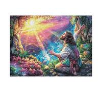 Atractivo Jesús Milagro en el mar Religioso Fe Espiritual Puzzle 500 Piezas para Adultos Divertido Relajante Y Cautivador Familia Y Amigos 500 PCS（52×38cm）