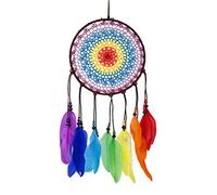 Atrapa de Sueño Gran Sensor de Sueños de Plumas Coloridas Hecho a Mano Colgante de Pared Adorno para Dormitorio Decoración del Hogar Regalo