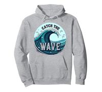 Atrapa la Ola: la Aventura del Surfista en el océano Sudadera con Capucha, Unisex para Adultos, Gris Jaspeado, S